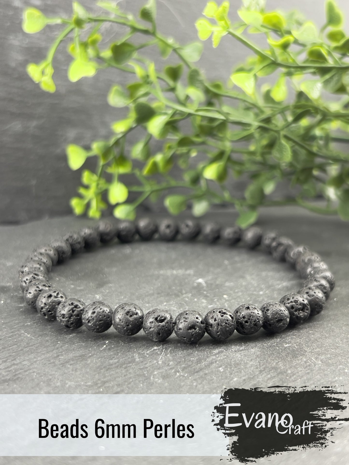 Bracelet aromathérapie en pierre naturelle lave noir 6mm/8mm/10mm ~ Taille personnalisée