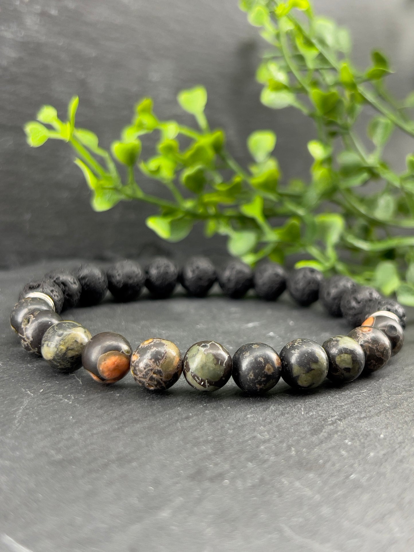 Bracelet aromathérapie Jade de fleur 8mm ~ Taille personnalisée