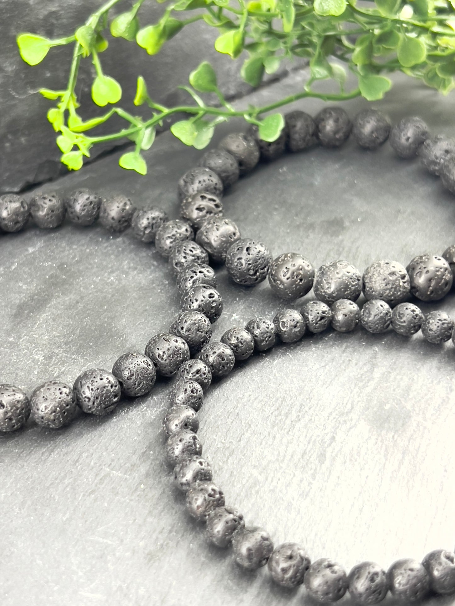 Bracelet aromathérapie en pierre naturelle lave noir 6mm/8mm/10mm ~ Taille personnalisée