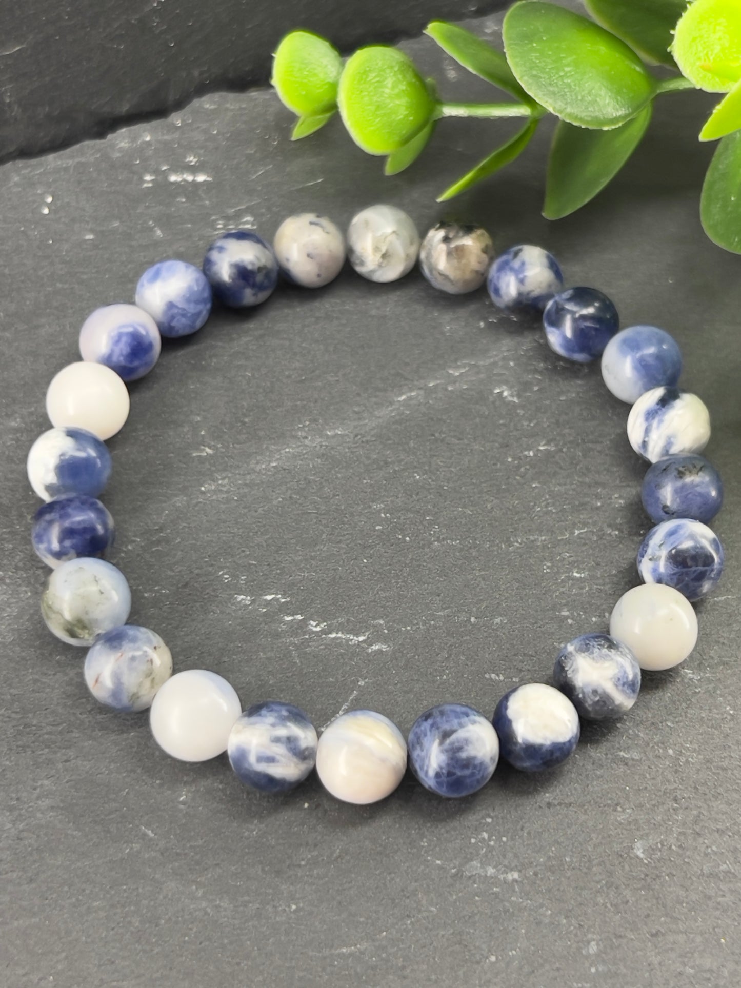 Bracelet pierre précieuse blue sodalite • Taille personnalisée • Bracelet pierre naturelle •Lithothérapie • Bracelet bleu