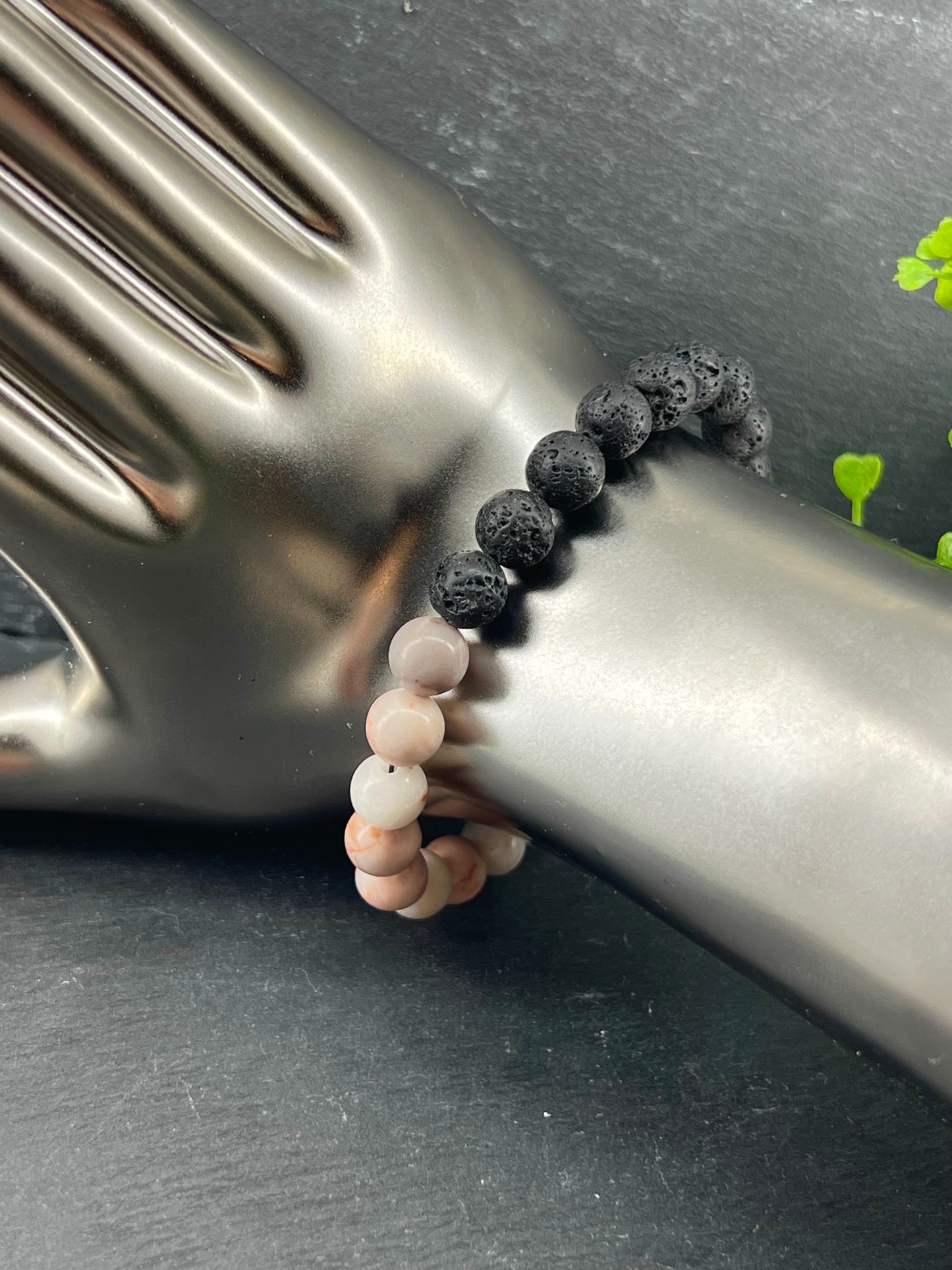Bracelet aromathérapie pierre RedNet Jasper/lave noir ~ Taille personnalisée ~ bracelet diffuseur ~ thérapeutique