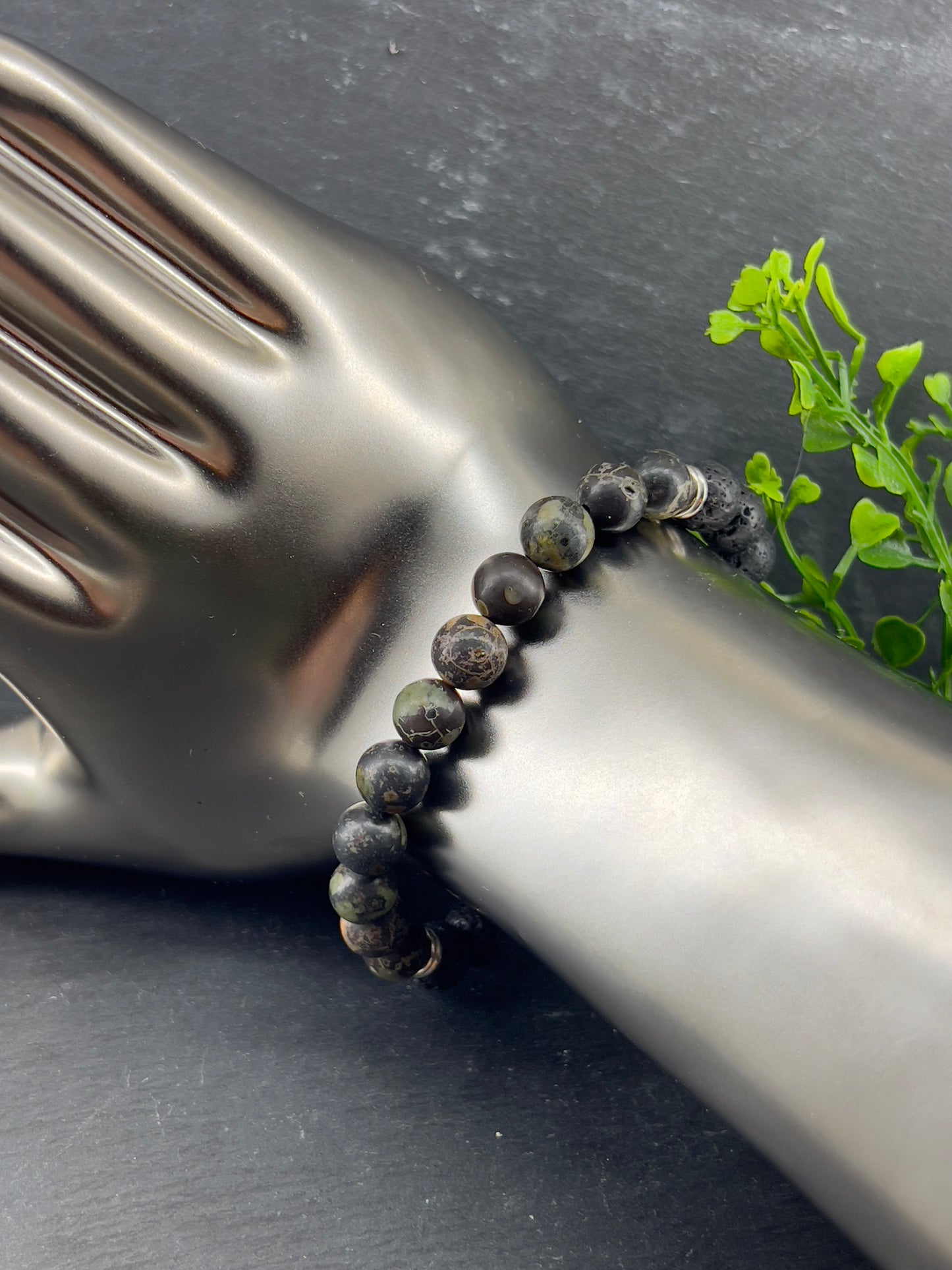 Bracelet aromathérapie Jade de fleur 8mm ~ Taille personnalisée