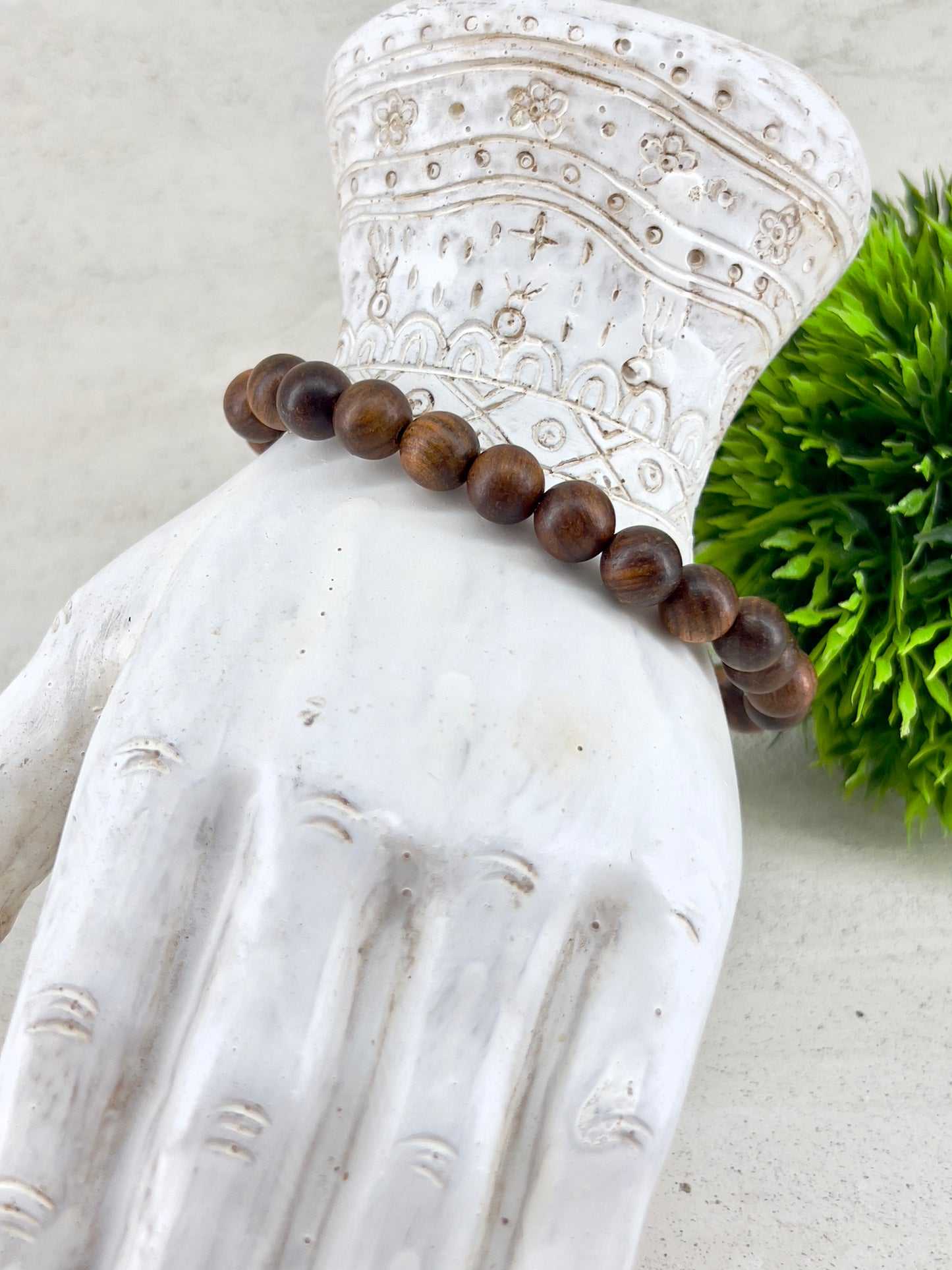 Bracelet mala en bois naturelle padouk africain 8mm ~ Taille personnalisée ~ bracelet africain