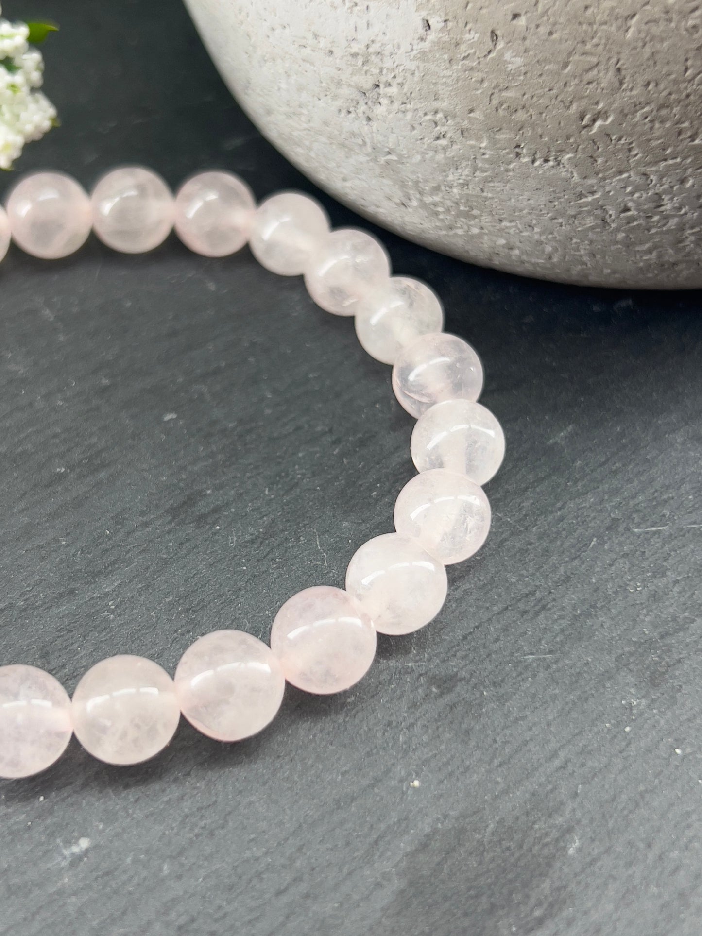 Bracelet en perles de pierres précieuses quartz rose 8mm • Taille personnalisée • Pierre de l'amour • Bracelet chakra du cœur • Mala