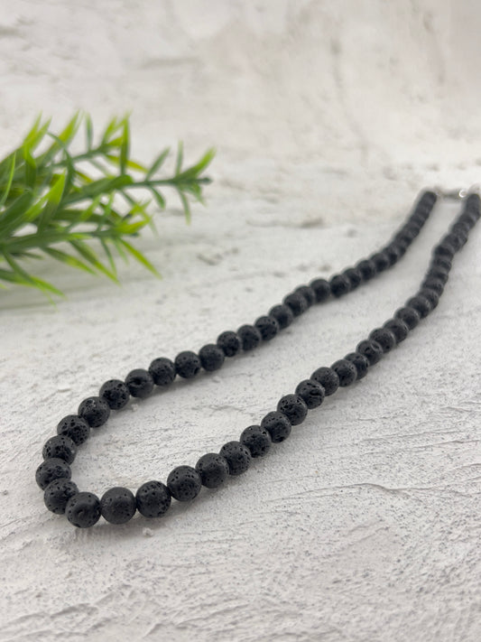 Collier 6mm diffuseur en pierre de lave noir | unisexes | collier aromathérapie ~ thérapeutique | collier noir