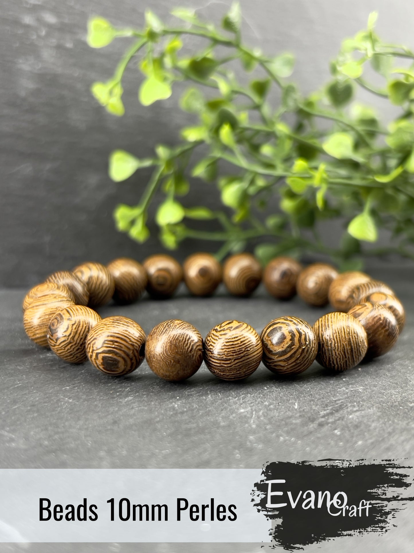 Bracelet en bois de wenge d’Afrique 6mm, 8mm, 10mm ~ bracelet taille personnalisée ~ Bracelet extensible en bois ~ bracelet africain ~ mala