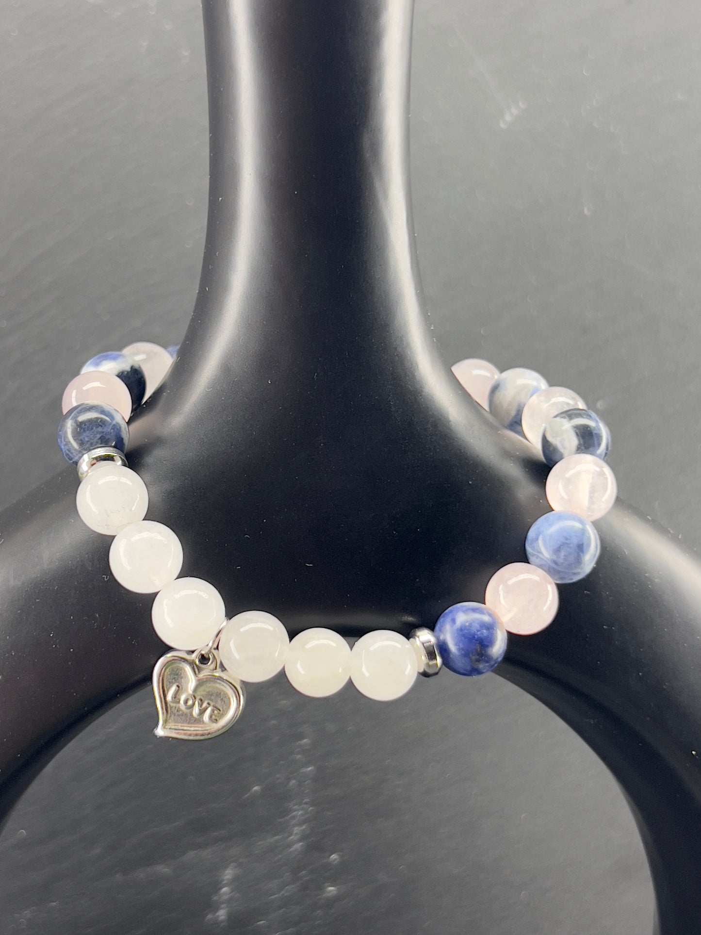 Bracelet protection pierres précieuses bleu sodalite et quartz • Taille personnalisée • Bracelet amour • Bracelet bleu de protection