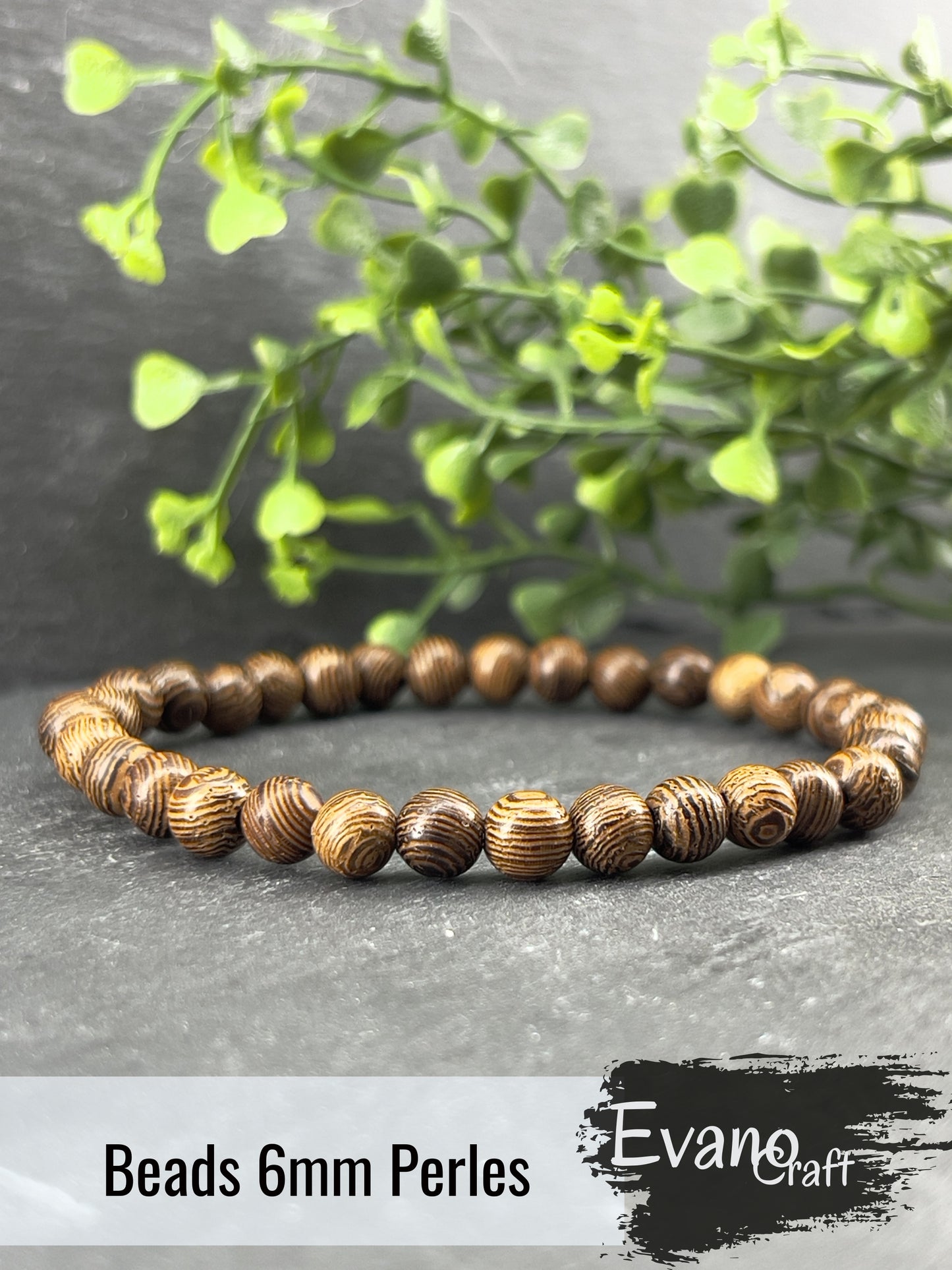 Bracelet en bois de wenge d’Afrique 6mm, 8mm, 10mm ~ bracelet taille personnalisée ~ Bracelet extensible en bois ~ bracelet africain ~ mala