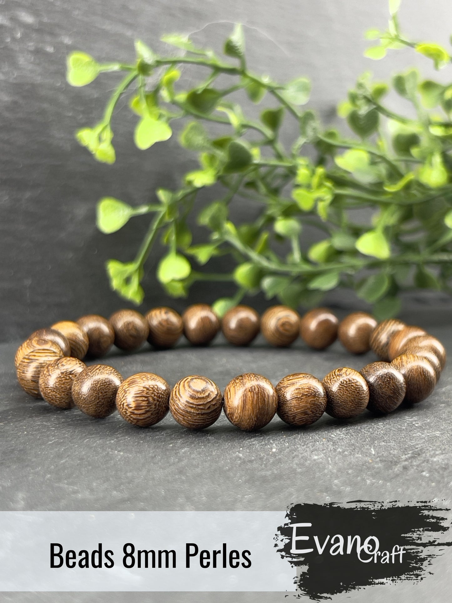 Bracelet en bois de wenge d’Afrique 6mm, 8mm, 10mm ~ bracelet taille personnalisée ~ Bracelet extensible en bois ~ bracelet africain ~ mala