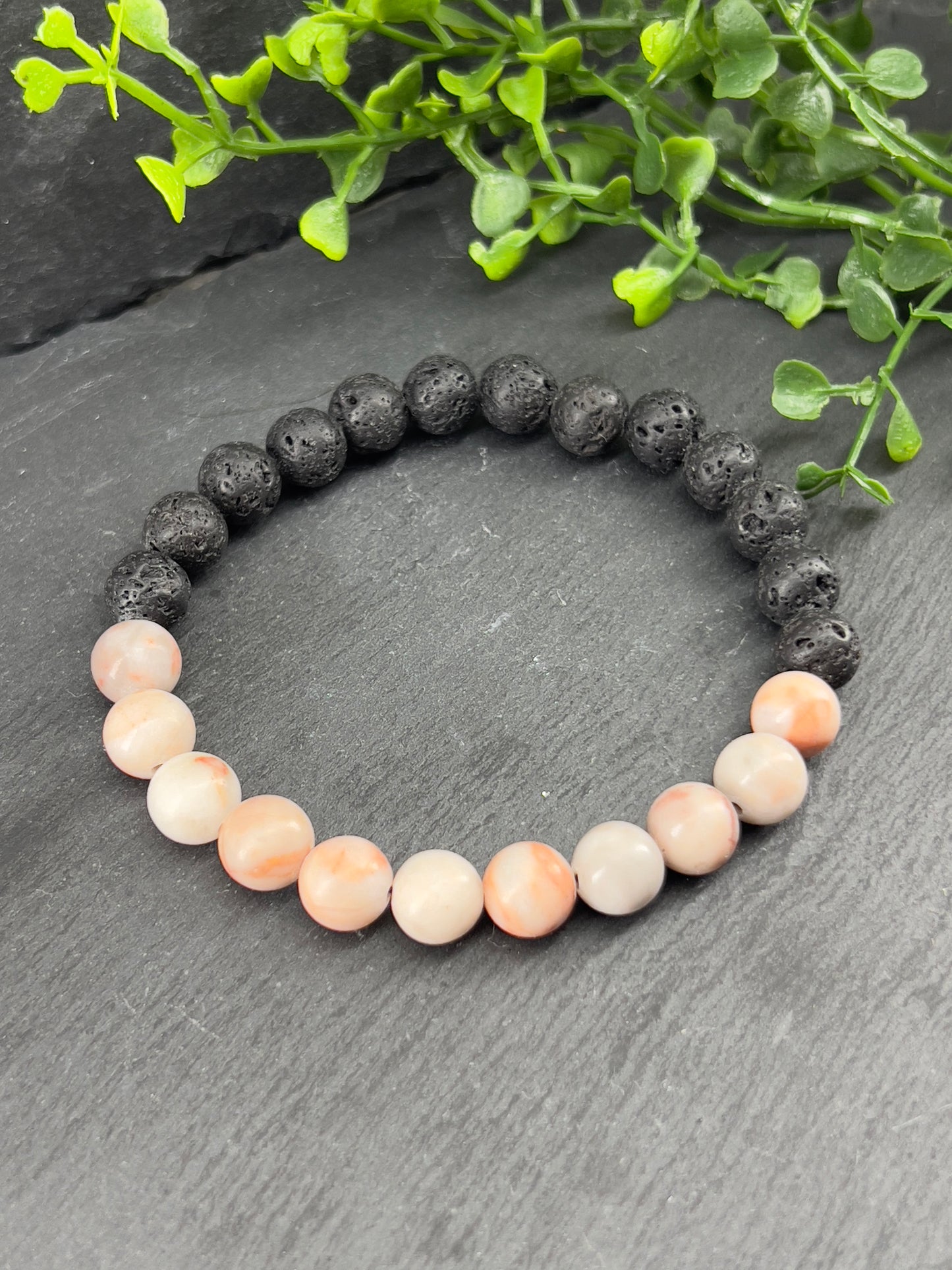 Bracelet aromathérapie pierre RedNet Jasper/lave noir ~ Taille personnalisée ~ bracelet diffuseur ~ thérapeutique