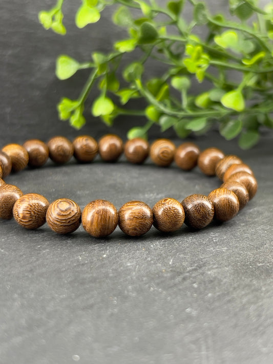 Bracelet en bois de wenge d’Afrique 6mm, 8mm, 10mm ~ bracelet taille personnalisée ~ Bracelet extensible en bois ~ bracelet africain ~ mala