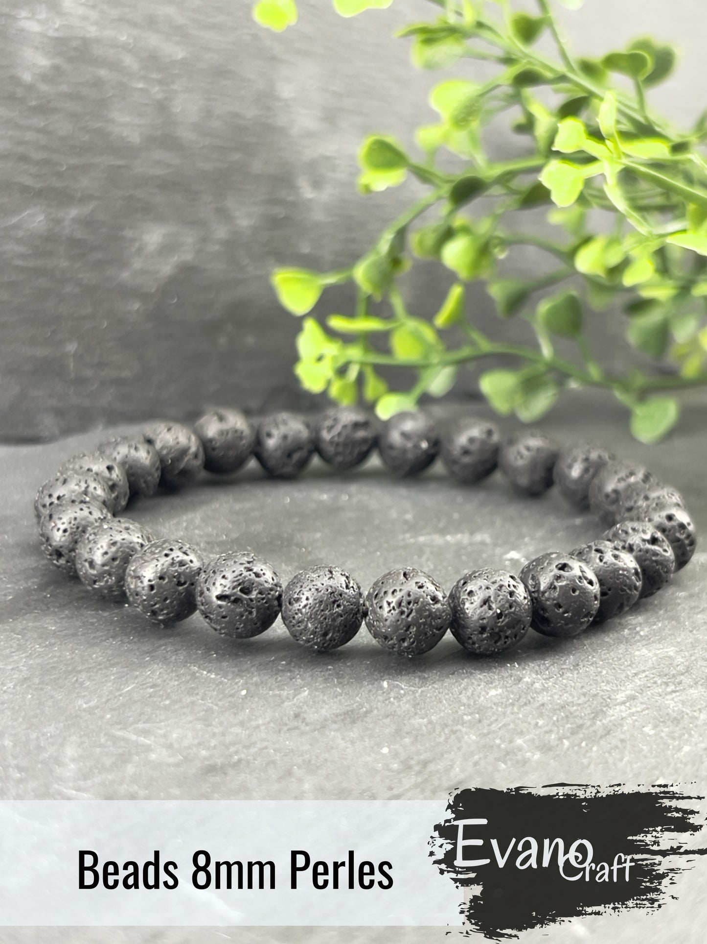 Bracelet aromathérapie en pierre naturelle lave noir 6mm/8mm/10mm ~ Taille personnalisée