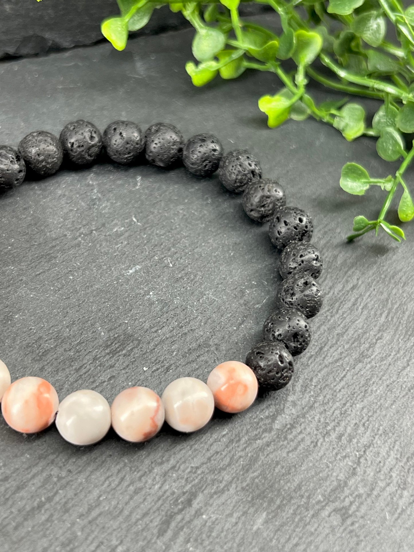 Bracelet aromathérapie pierre RedNet Jasper/lave noir ~ Taille personnalisée ~ bracelet diffuseur ~ thérapeutique