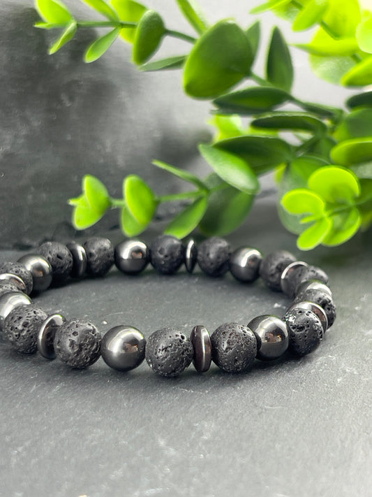 Hematite aromatherapy bracelet ~ custom size ~ natural stone