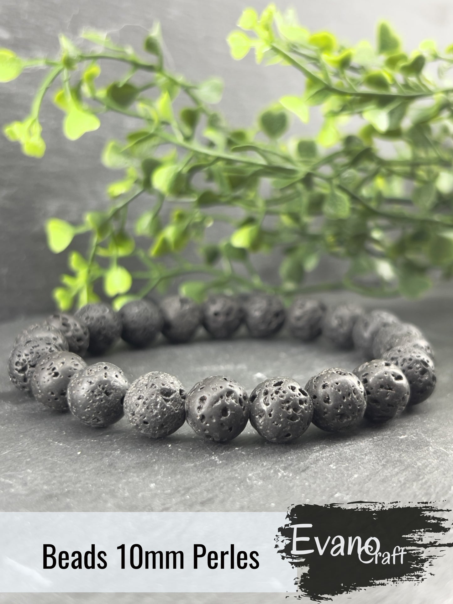 Bracelet aromathérapie en pierre naturelle lave noir 6mm/8mm/10mm ~ Taille personnalisée
