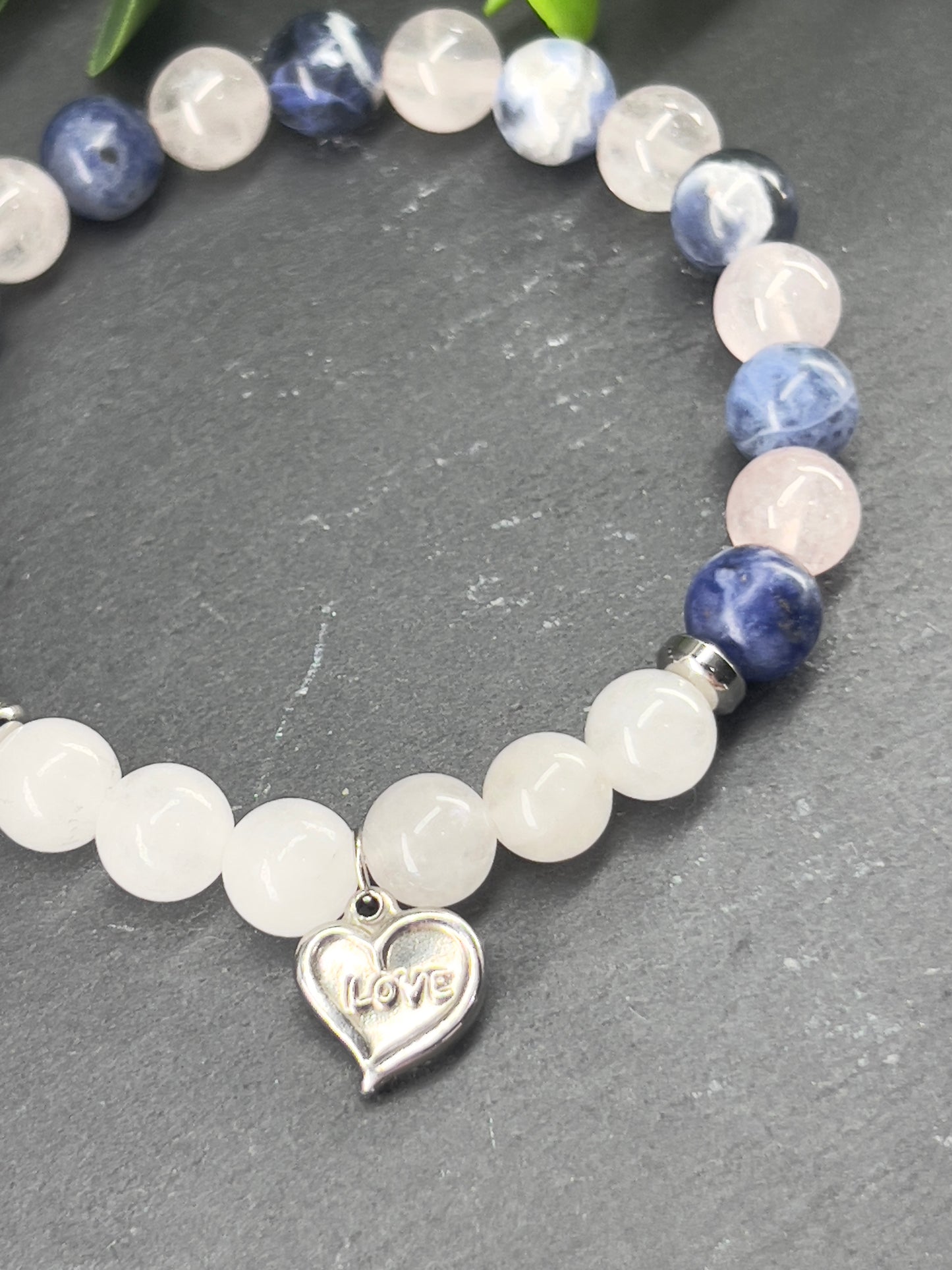 Bracelet protection pierres précieuses bleu sodalite et quartz • Taille personnalisée • Bracelet amour • Bracelet bleu de protection